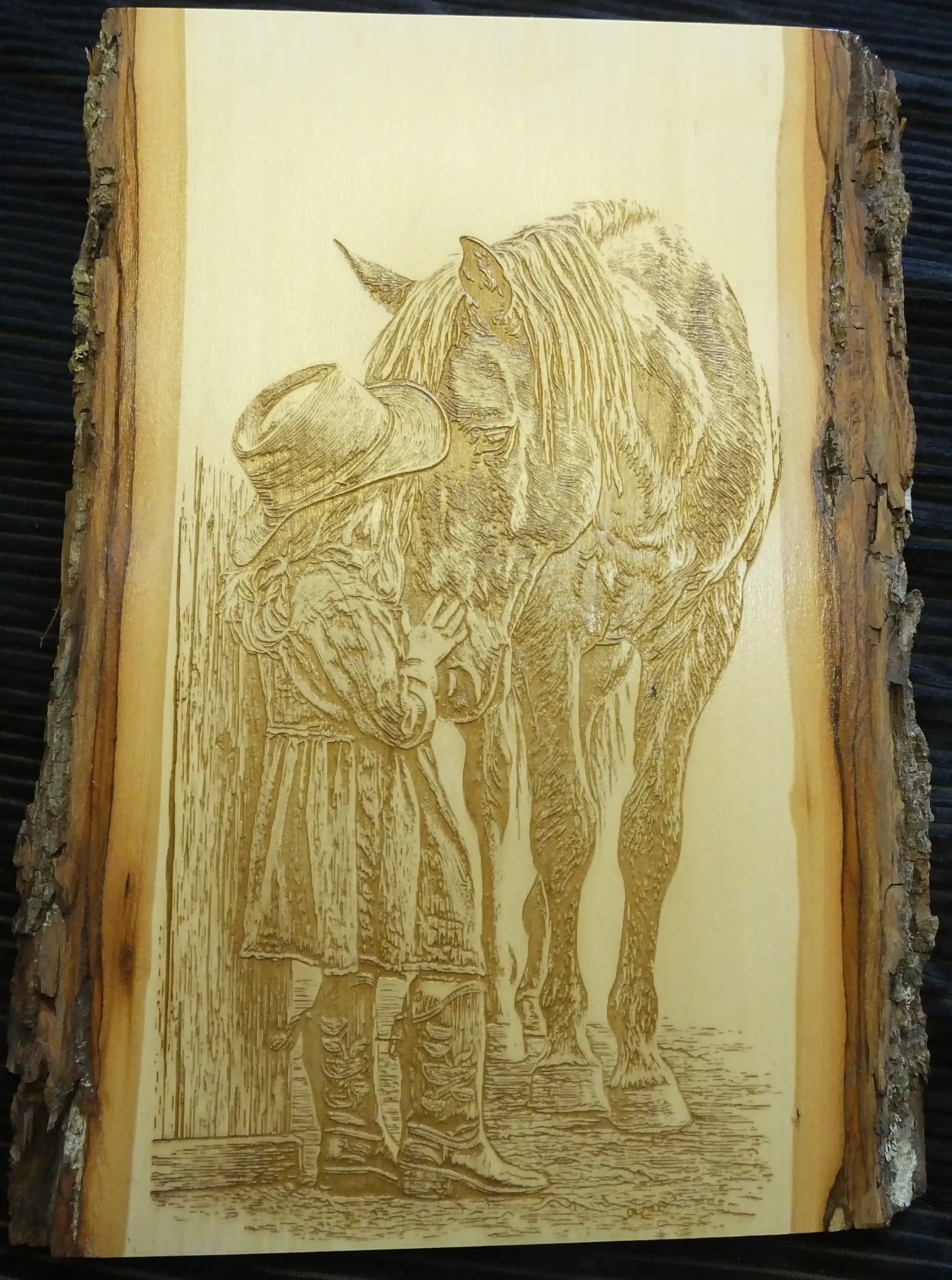 Young Cowgirl Petting Horse