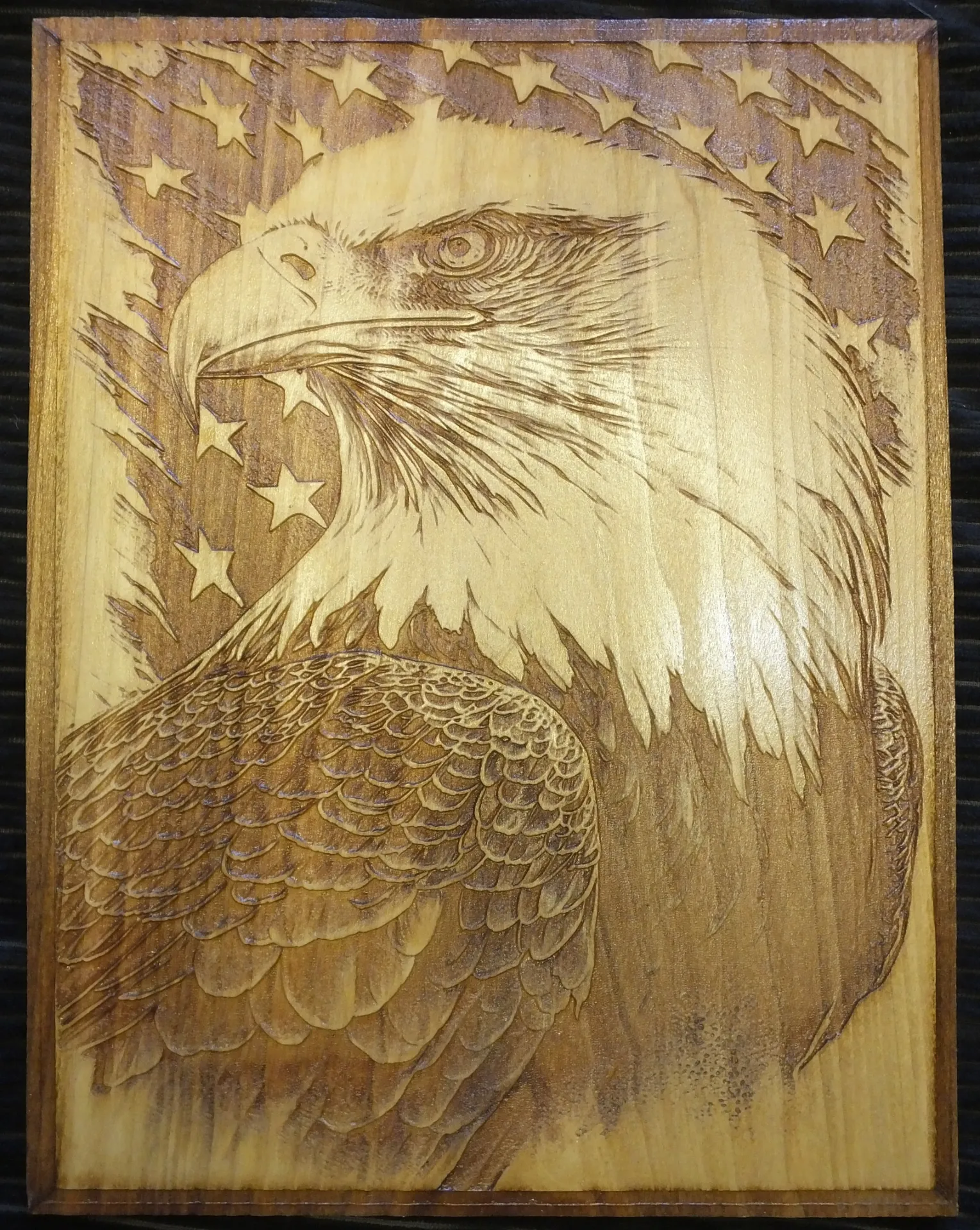 Eagle with American Flag Stars Background